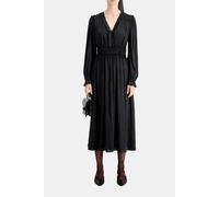 The Kooples Long V-neck Dress With Frills Black Talla: 38 | Vestidos Midi Outlet | Mujer | Negro