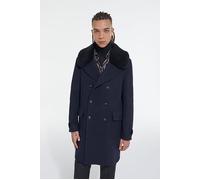 The Kooples Manteau Long Croisee Col Detachable Fourrure Dark Navy Talla: 48 | Outlet | Hombre | Azul