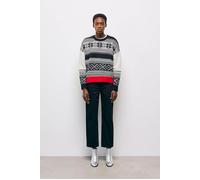 The Kooples Pull Col Rond Jacquard Avec Rib Contraste Black Red Off Whit Talla: 34 | Jerséis de Punto Outlet | Mujer | Negro