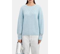 The Kooples Round Neck Sweater In Pearl And Pointelle Rib Blue Grey Talla: 38 | Jerséis de punto Outlet | Mujer | Blanco