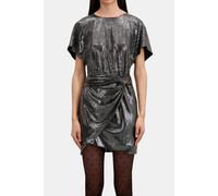 The Kooples Short Draped Dress With Sequined Kimono Sleeves Silver Talla: 38 | Mini Vestidos Outlet | Mujer | Gris