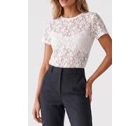 The Kooples Short-sleeved Stretch Lace Top Ecru Talla: 34 | Blusas Outlet | Mujer | Marrón