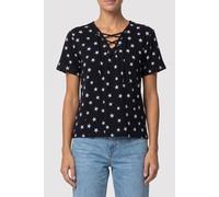 The Kooples Short-sleeved T-shirt W Front Lace-up And Print Black Washed Talla: 36 | Camisetas de Seda Outlet | Mujer | Negro
