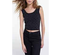 The Kooples Top Court En Jacquard Logo All Over Black Dark Grey Talla: 38 | Camisetas de tirantes Outlet | Mujer | Negro