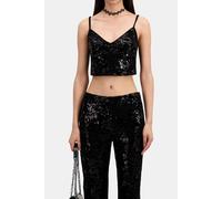 The Kooples Velvet And Sequin Strapstop Short Top Black Talla: 36 | Camisetas de Seda Outlet | Mujer | Negro