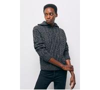 The Kooples Zip-up Truck Collar Sweater In Cable Wool Black Dark Grey Talla: 36 | Jerséis de Punto Outlet | Mujer | Negro