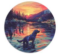 The Labrador Adultos-Niños Rompecabezas Redondo 1000p Los animaless Haustiers Cute Circular Puzzle Niños: Impossible Regalos Habilidad Familiar 1000pcs (67.5x67.5cm)