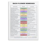 The Language of Healing Flowers Poster Essence Chart Canvas Wall Art for Therapy Room and Tranquil Reading Nook Decor(Framed,12x18inch(30x45cm))