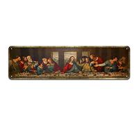 The Last Supper - Letrero de metal vintage chic para decoración artística La última cena Jesucristo para el hogar, bar, cafetería, granja, tienda, garaje o club, 4 x 16 pulgadas