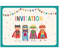 the lazy panda card company 20 invitaciones de superhéroes para niños o niñas, invitaciones de fiesta de cumpleaños hechas de papel reciclado