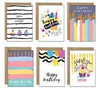 the lazy panda card company 48 tarjetas de cumpleaños ecológicas - 6 diseños impresos en cartón reciclado y con sobres reciclados Kraft