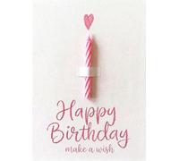 the lazy panda card company Tarjeta de cumpleaños con vela auténtica para mujeres, niñas, mamá, novia, hermana, hija, colega, tarjeta de cumpleaños con sobre de papel kraft y diseño Make a Wish