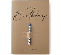 the lazy panda card company Tarjeta de cumpleaños con vela de cumpleaños en la parte delantera - Make a Wish Tarjeta Felicitacion Cumpleaños, tarjeta gruesa 400 g/m² hecha de papel reciclado.