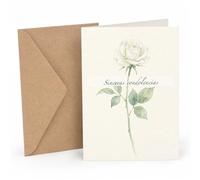 the lazy panda card company Tarjeta de sinceras condolencias con rosa blanca, 17 x 12 cm, cartulina de 300 g/m² con un elegante sobre marrón kraft (1)