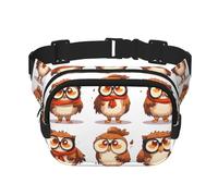 The Learned Owl - Bolso cruzado de moda con estampado de búho, bolsa de cintura de senderismo, bolsa de hombro cuadrada de doble capa para viajes y fitness