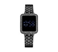 The LED Display Touchs - Reloj electrónico para mujer con pantalla grande y correa de piel, negro, One Size
