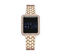 The LED Display Touchs - Reloj electrónico para mujer, correa de piel de 20 mm, oro rosa, talla única