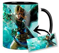 The Legend 000 Of Zelda Tears Of The Kingdom C Taza Interior y Asa Negra Ceramica Mug