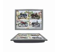 The Leonardo Collection Bandeja clásica para motocicleta, bandejas para puf con cojín acolchado, adecuada para bebidas, alimentos, desayuno y laptop, bandeja de regazo de bonito diseño para el hogar y