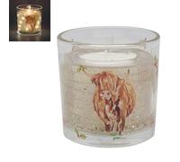 The Leonardo Collection Christmas Highland Cow - Vela LED de gel Jennifer Rose, galería para el hogar y decoración, velas de larga duración para relajación y ambientador, velas perfumadas grandes