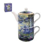 Leonardo Collection Claude Monet - Juego de tetera y taza | Juego de regalo de cerámica | Hermoso diseño impreso para el hogar y la oficina