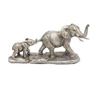 The Leonardo Collection Figura Plateada de Elefante y Becerro para el hogar y la Oficina, Adornos de decoración del hogar, Regalo para Mujeres y Hombres, Hermosa Figura para Interiores y Exteriores,