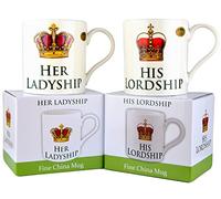 The Leonardo Collection His Lordship & Her Ladyship - Juego de 2 tazas de porcelana fina en cajas de regalo individuales