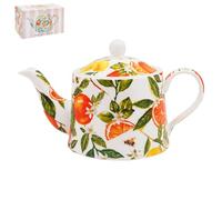 The Leonardo Collection Jennifer Rose - Tetera de porcelana fina con naranjas y limones, 600 ml, para el hogar y la cocina, elegante regalo para mujeres y hombres, tetera duradera para uso diario
