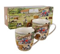 The Leonardo Collection Juego de 2 tazas de porcelana de Collie y ovejas, caja de regalo