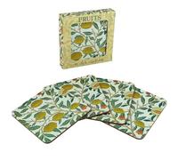 Juego de 4 posavasos con diseño de frutas de William Morris en caja de presentación