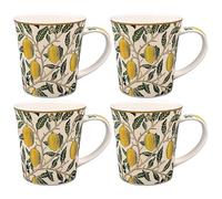 The Leonardo Collection Juego de 4 tazas de frutas William Morris, tazas de té y café para bebidas calientes | Tazas impresas de porcelana fina para cocina y hogar | Tazas de cerámica reutilizables