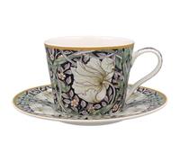 The Leonardo Collection Juego de taza y platillo Pimpernel | Diseñado por William Morris | Juego de tazas de té perfecto para el hogar u oficina | Tazas de té y platillos o taza de café y platillo