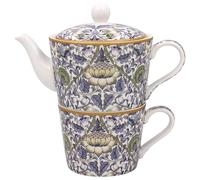 The Leonardo Collection Lodden Tea for One de William Morris | Juego de tetera y taza de porcelana | Diseño floral de artes y manualidades | Regalo elegante para los amantes del té | Juego de té de