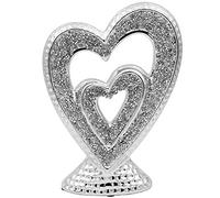 The Leonardo Collection LP46302 - Escultura Plateada con Doble corazón (1 unidad-17 x 6 x 23 cm)