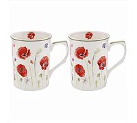 The Leonardo Collection LP94597 - Juego de tazas (porcelana fina, 2 unidades), diseño de campo de amapolas