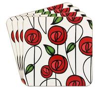 The Leonardo Collection Mackintosh - Juego de 4 Posavasos Charles Rennie Mackintosh para el hogar y la Oficina, Posavasos Elegantes para mesas y Espacios de Comedor, Accesorios Decorativos para el