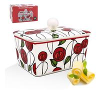 The Leonardo Collection Mackintosh - Mantequera de Charles Rennie Mackintosh | Elegante mantequilla cubierta de cerámica con diseño Art Nouveau | Perfecto para uso diario o exhibición | Decoración