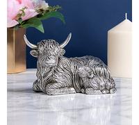 The Leonardo Collection Reflections - Figura de Vaca Plateada y bebé S para el hogar y la Oficina, Adornos de decoración del hogar, Regalo para Mujeres y Hombres, Hermosa Figura para Interiores y