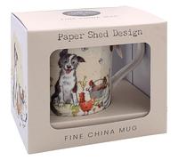 The Leonardo Collection Taza de papel con diseño de Collie & Hens para el hogar y la cocina, elegantes tazas de cerámica para té y café, bonito juego de tazas para hombres y regalos de cumpleaños para