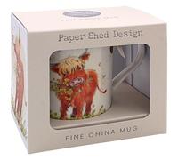 The Leonardo Collection Taza de papel con diseño de vaca de las tierras altas para el hogar y la cocina, elegantes tazas de cerámica para té y café, bonito juego de tazas para hombres y regalos de