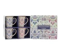 The Leonardo Collection William Morris Lustre Lodden - Juego de 4 tazas para cocina y hogar, elegante juego de 4 tazas de vajilla para cada ocasión, bonito juego de tazas de café para hombres y