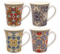 The Leonardo Collection William Morris Lustre Tuscany - Juego de 4 tazas para cocina y hogar, elegante juego de 4 tazas de vajilla para cada ocasión, bonito juego de tazas de café para hombres y