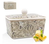 The Leonardo Collection William Morris - Mantequera de alcachofa navideña para cocina y hogar, apta para lavavajillas, con tapa para mantener la mantequilla fresca, mantequilla duradera sin BPA para