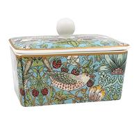 The Leonardo Collection William Morris - Mantequera de ladrón de fresas para cocina y hogar, apta para lavavajillas, con tapa para mantener la mantequilla fresca, mantequilla duradera sin BPA para