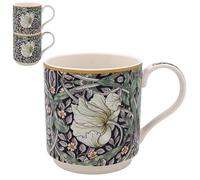 The Leonardo Collection William Morris Pimpernel - Juego de 2 tazas de vajilla elegante para uso doméstico, tazas de café para cada ocasión, ideal como regalo de cumpleaños y hombre