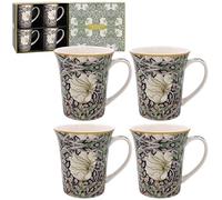 The Leonardo Collection William Morris Pimpernel - Juego de 4 tazas de cocina y hogar, elegante juego de 4 tazas de vajilla para cada ocasión, bonito juego de tazas de café para hombres y regalos de