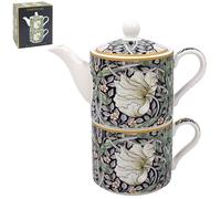 The Leonardo Collection William Morris Pimpernel Tea for One | Juego de tetera y taza de cerámica | Hermoso regalo para la oficina | Elegante tetera impresa para entusiastas del té