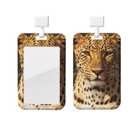 The Leopard Hunting ID Badge Holder with Lanyard-Vertical Card Protector Clear ABS Hard Shell, retractable for Work Office