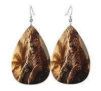The Leopard lost - Pendientes de piel con forma de lágrima para mujer, aretes colgantes ligeros de PVC, ganchos de plata 925, impresiones de doble cara, regalo hipoalergénico