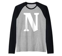 The Letter N Fun Big and Bold para Eventos, Grupos de Equipos Familiares Camiseta Manga Raglan